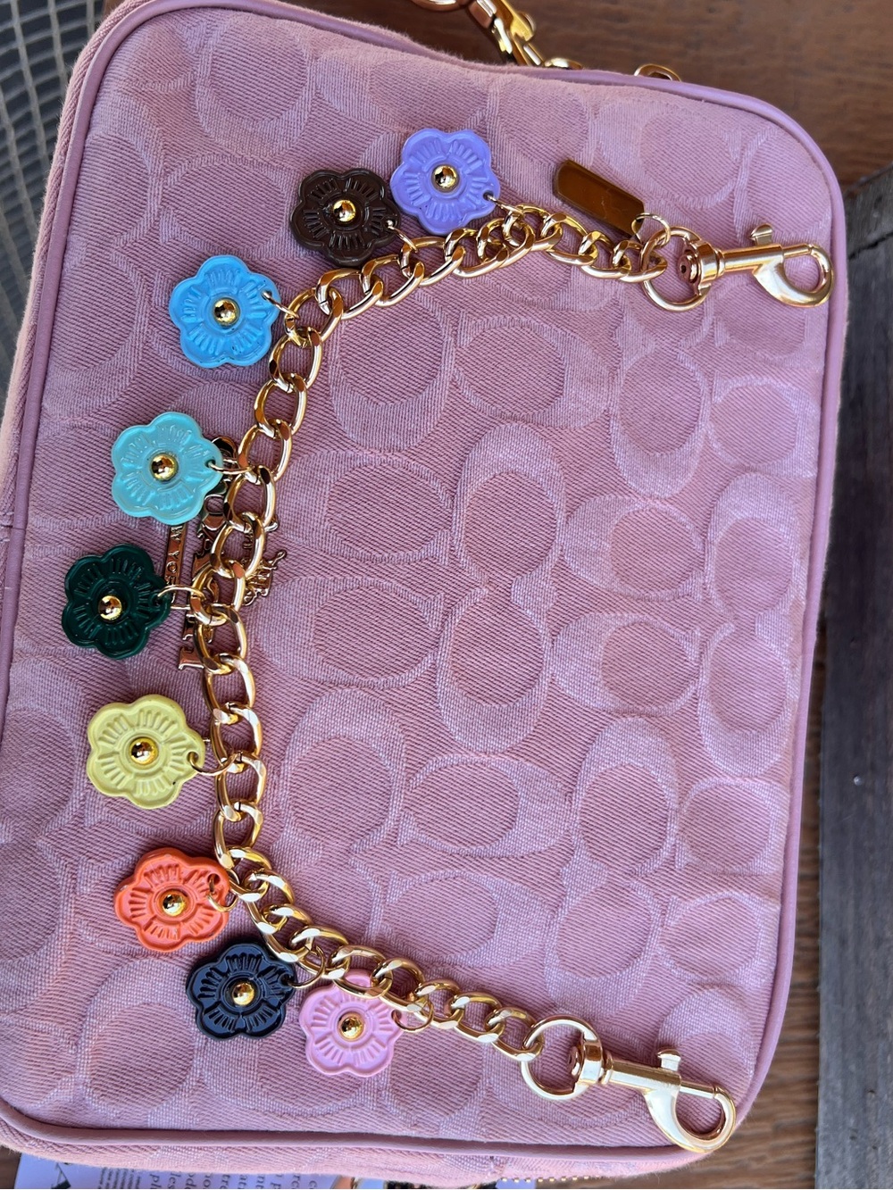 RAINBOW FLOWER PURSE CHARM CHAIN - Picture 2 of 4